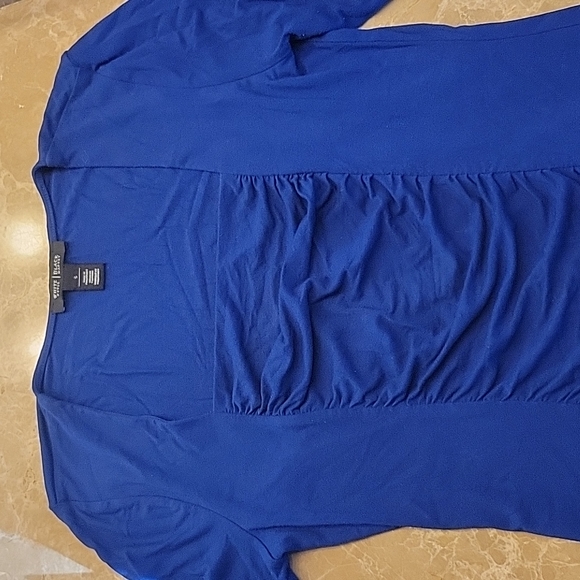*White House Black Market Cobalt Blue Square Neckline w/ Ruched Front Design, S. - Picture 5 of 15